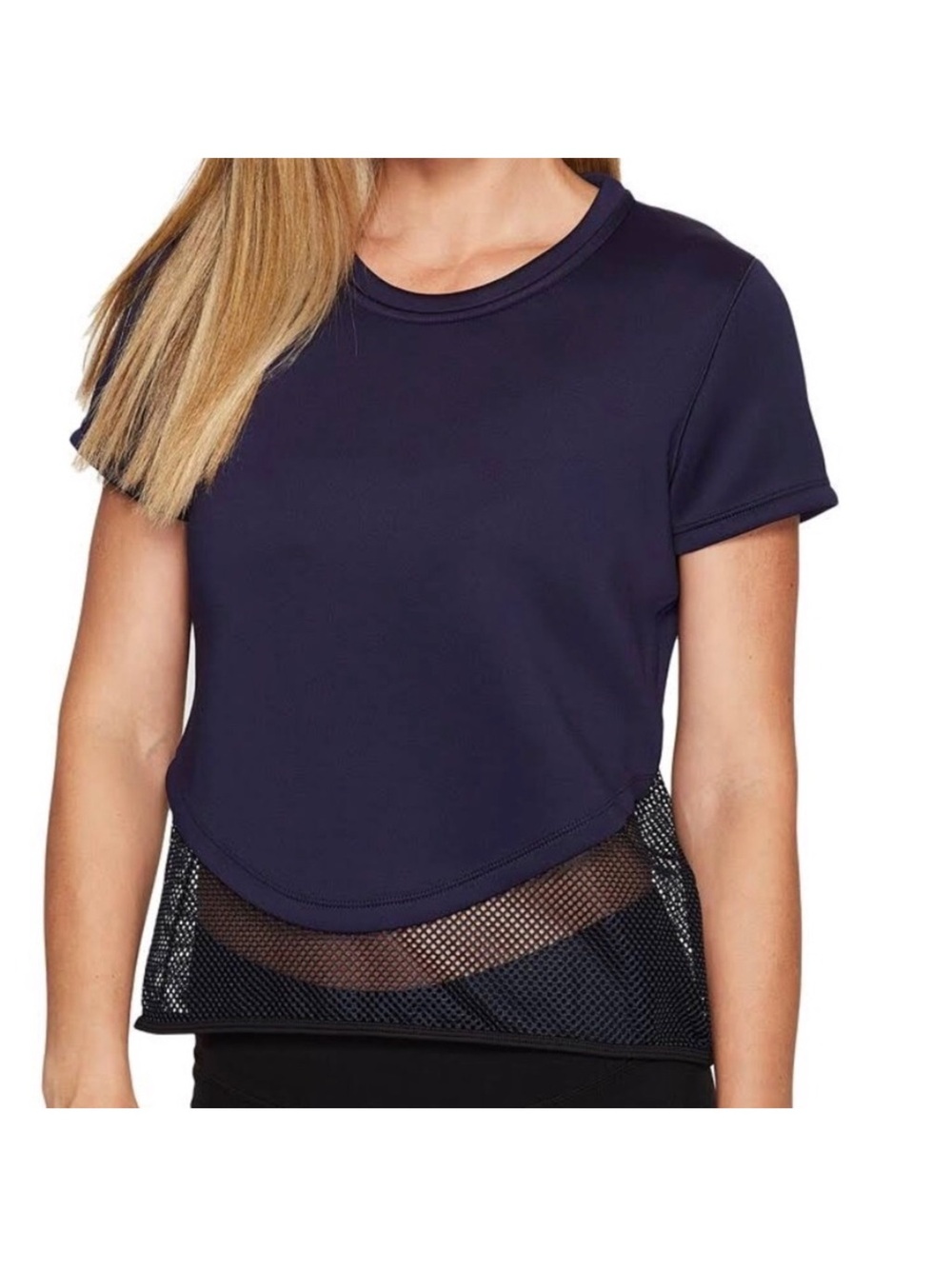 Under Armour Navy Crop Top with Mesh Hem -Size M